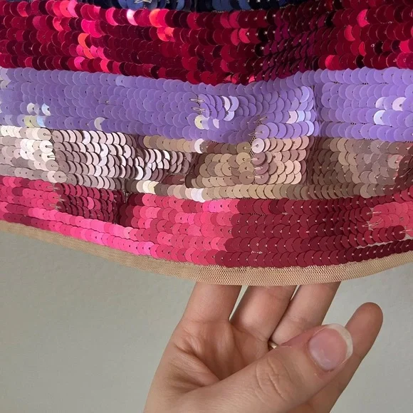 Mac Duggal 93724 Rainbow Sequin Multicolor Striped Long Sleeve Dress Size 2 NWT - Picture 15 of 16